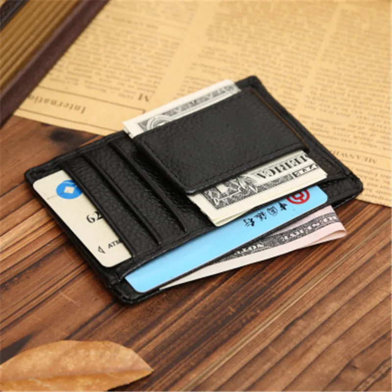 Зажим для денег JINBAOLAI из натуральной кожи металлический кошелек с отделением