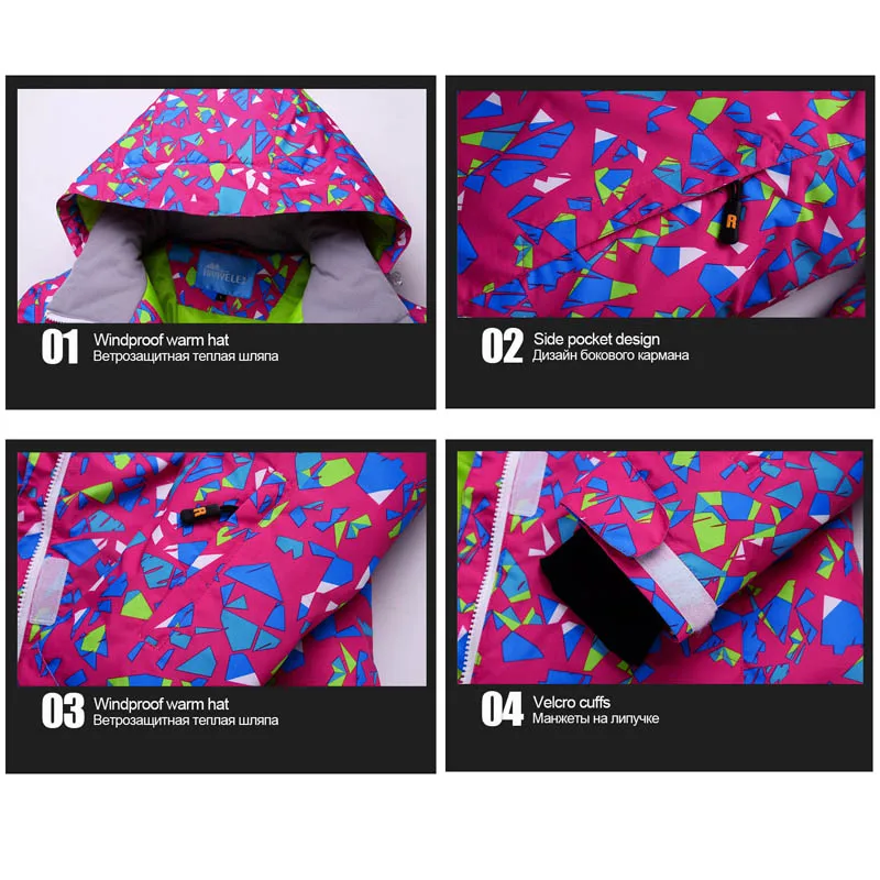 Новый лыжный костюм для женщин ветрозащитная Водонепроницаемая лыжная куртка