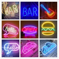 open neon sign light wall hanging word signs store business bar club wall decoration lighting christmas colorful neon lamp