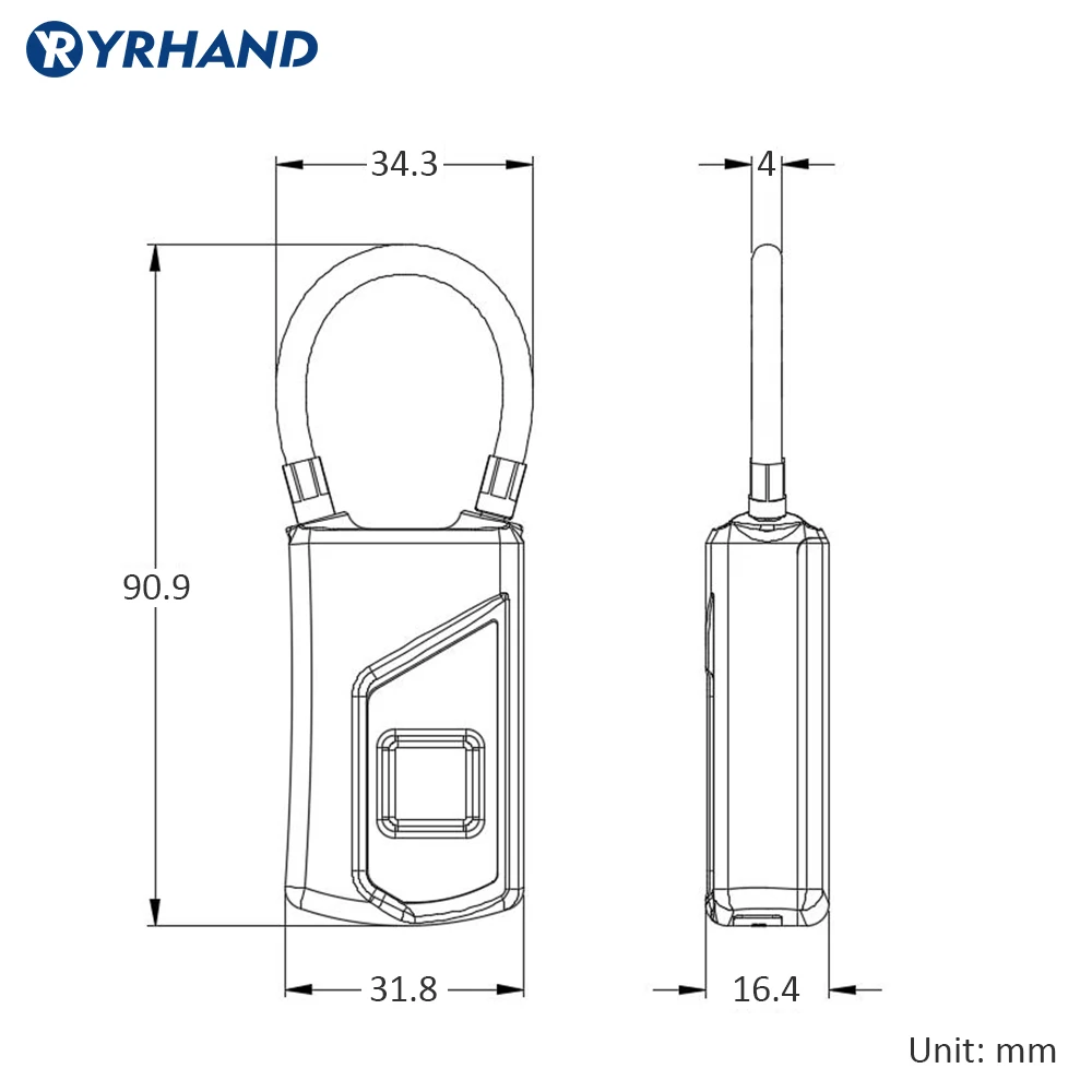 Водонепроницаемый смарт замок IP66 с USB зарядкой и блокировкой по отпечатку