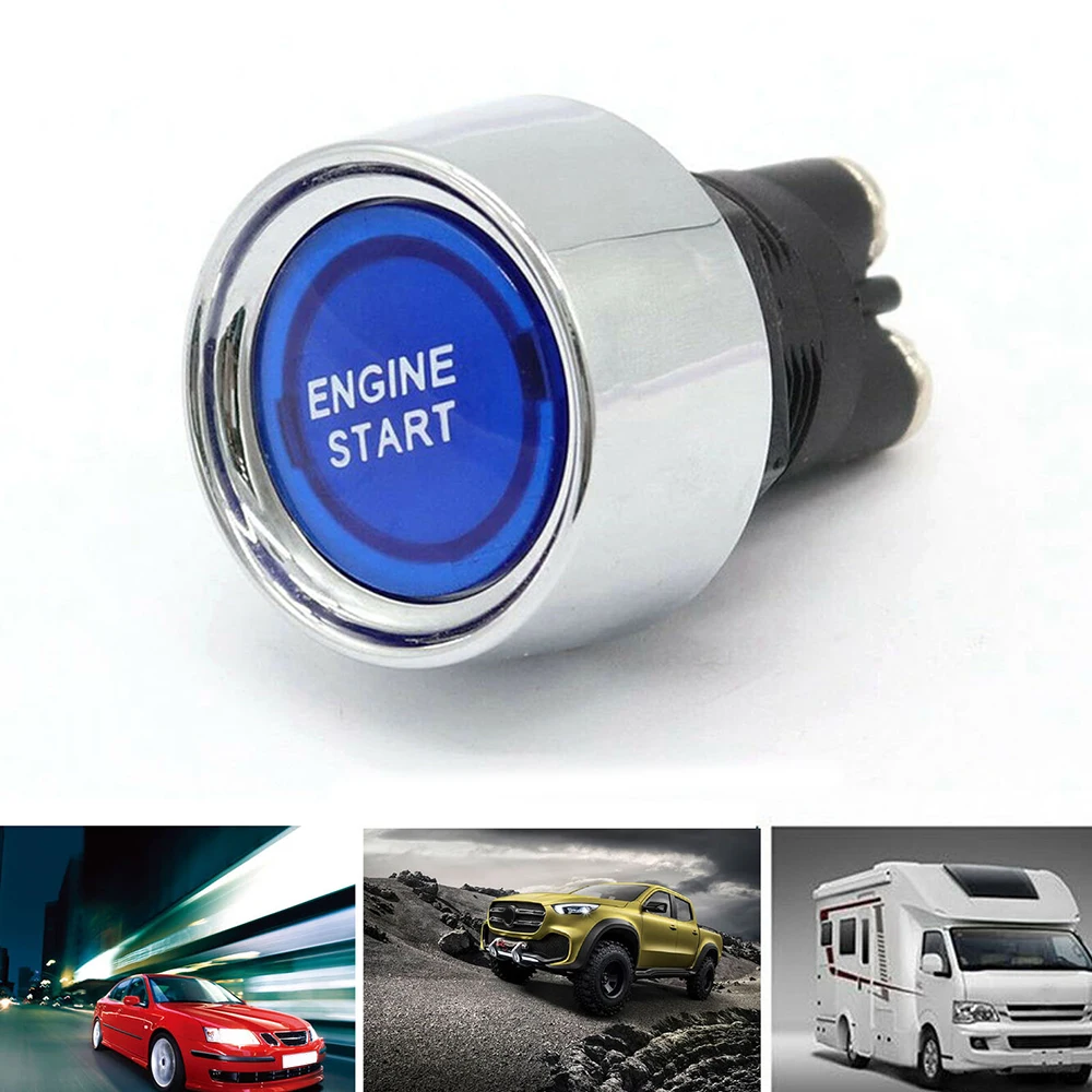 

12V Start Ignition Switch Blue Car Engine Keyless LED Metal Plastic High Quality
