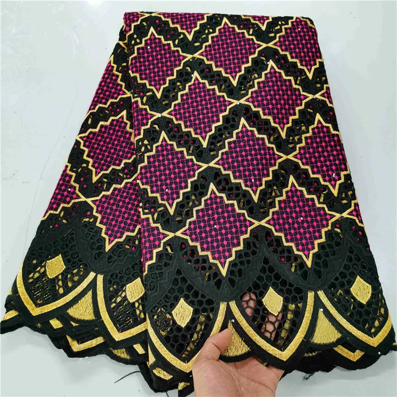 

2021 Latest Swiss Voile Lace Fabric 100% Cotton Embroidery High Quality African French Cotton Laces Fabrics 5 Yards/Lot