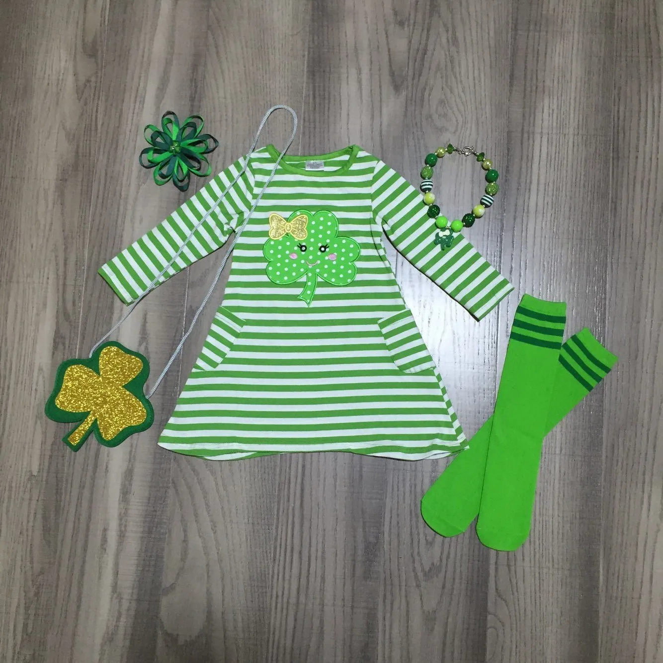 Весеннее платье для маленьких девочек наряды с изображением клевера в стиле Св