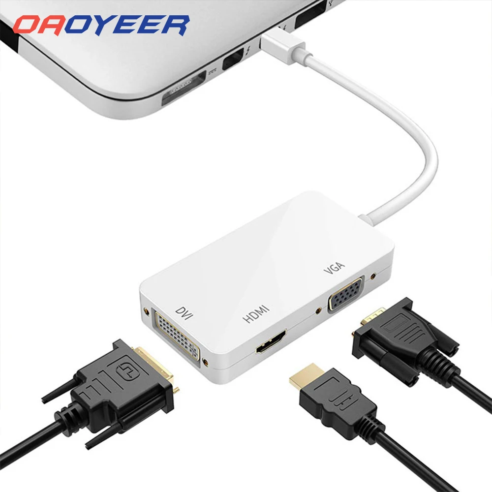 Новый мини конвертер портов дисплея 3 в 1 адаптер VGA/DVI для Apple Mac Macbook Air Thunderbolt DP HDMI
