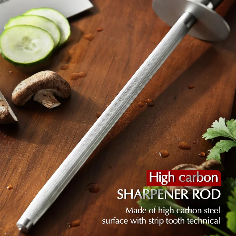 XINZUO Professional Chef Knife Sharpener Rod High Carbon Sharpening Stick Honing Steel For Kitchen Stainless Knives |
