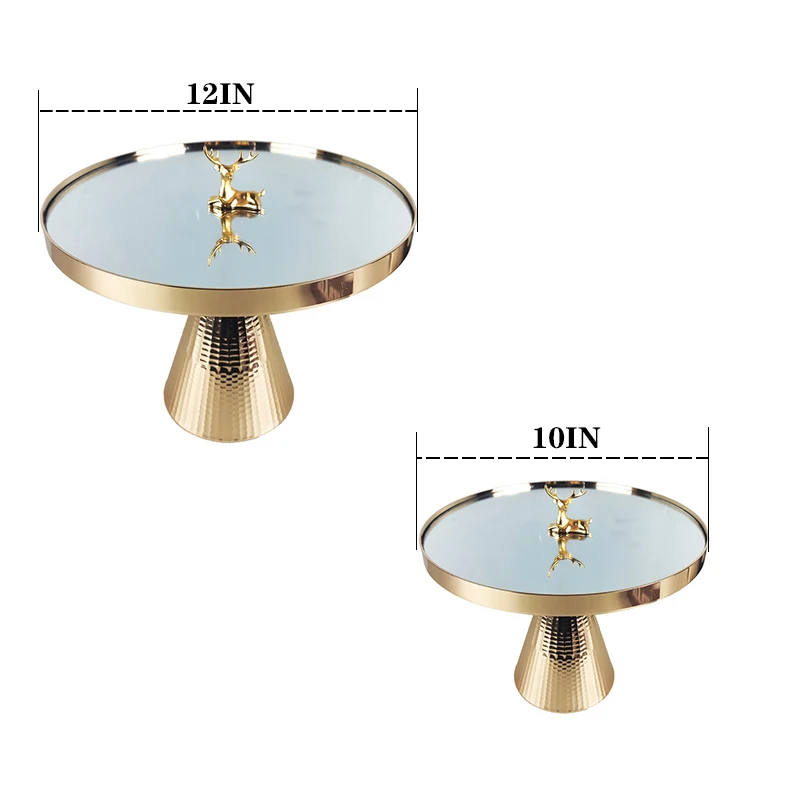 

10inch 12inch High feet Golden cake stand mirror tray wedding party party desser