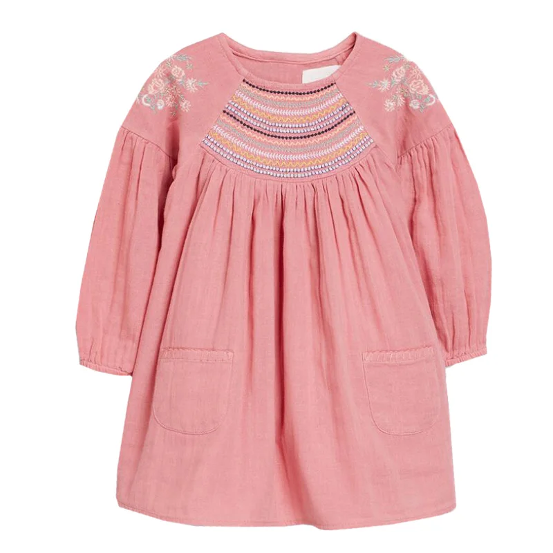 Однотонное платье с рюшами и цветочным рисунком для маленьких девочек Весенняя