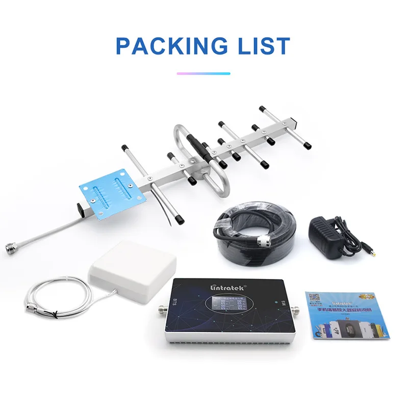 

Lintratek 3G 2100 4G 1800 800(Band 20) 2G 900 Cellphone Network Cellular Booster Repeater 4-band Amplifier For 800/900/2100/1800