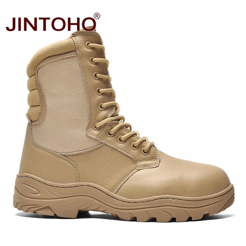 JINTOHO/зимние мужские ботинки из натуральной кожи; рабочие ботинки до середины икры; зимняя обувь из натуральной кожи; мужские ботинки