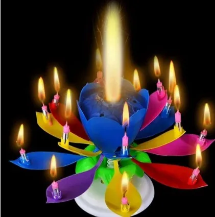 

Creativity Music Candle Flower Blossoms Birthday Cake Flat Rotating Electronic Birthday Cake Anniversary Decoration