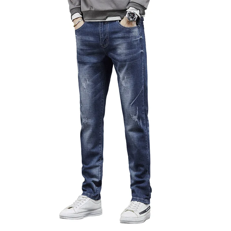

New Fashion Elastic Casual Slim Fit Long Skinny jeans Blue Jeans Men 2021Autumn