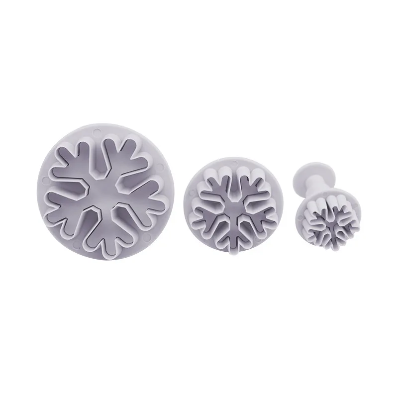 3Pcs Christmas Snowflake Cookies Biscuit Mold Fondant Sugar Craft Plunger Cookie Cutters Xams Snow Cupcake Cake Decorating Tools | Дом и сад