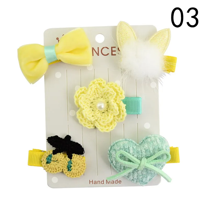 5 шт./комплект заколки для волос маленьких девочек мини-заколки с бантом и цветком