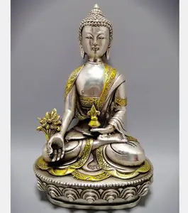 China White copper Sakyamuni Pharmacist Buddha crafts statue