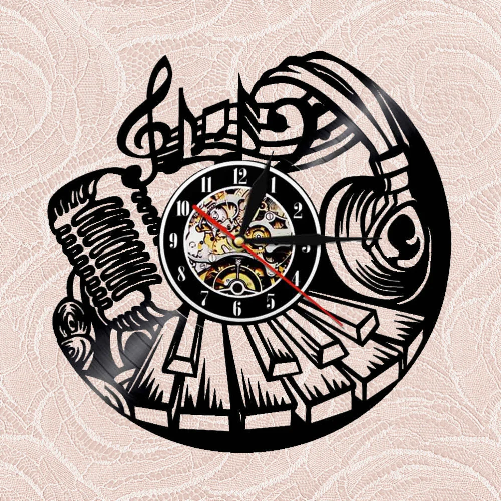 

Vinyl Record Wall Clock Microphone Wall Clock Personality Wall Clock Creative Wall Clock (without Lamp)