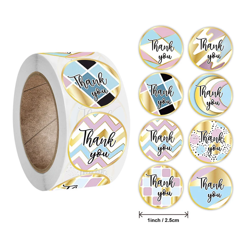 

100-500Pcs 1 Inch Thank You Stickers Envelope Baking Candy Sealed Labels Wedding Party Decor Gifts Packaging Stationery Stickers