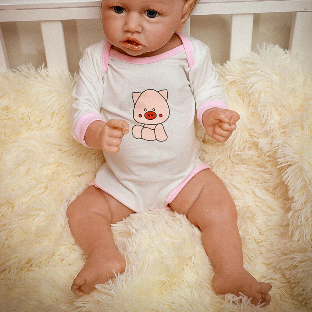 

22 Inch 3D Eyes Gift Realistic Clothes Kids Toy Reborn Doll Lifelike Baby Girl Cute Soft Non Toxic Handmade Collectible