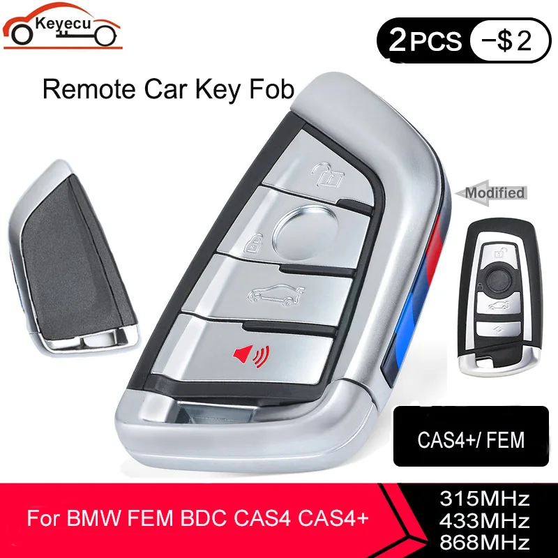 KEYECU модифицированный для BMW CAS4 + FEM BDC умный дистанционный ключ 4 кнопки 315 МГц YGOHUF5662