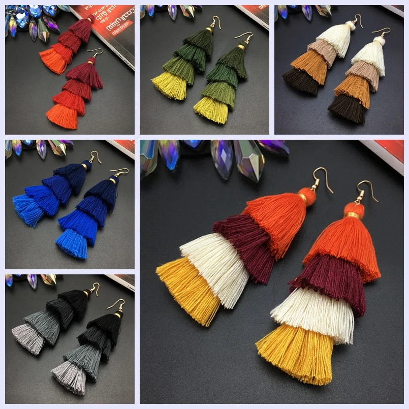 Новое поступление богемные бахрома длинные градиентные Многослойные висячие