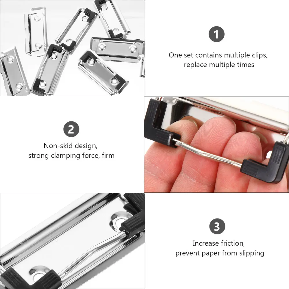 

15pcs Clipboard Clips Mountable Metal Clip Spring-Loaded File Folder For School