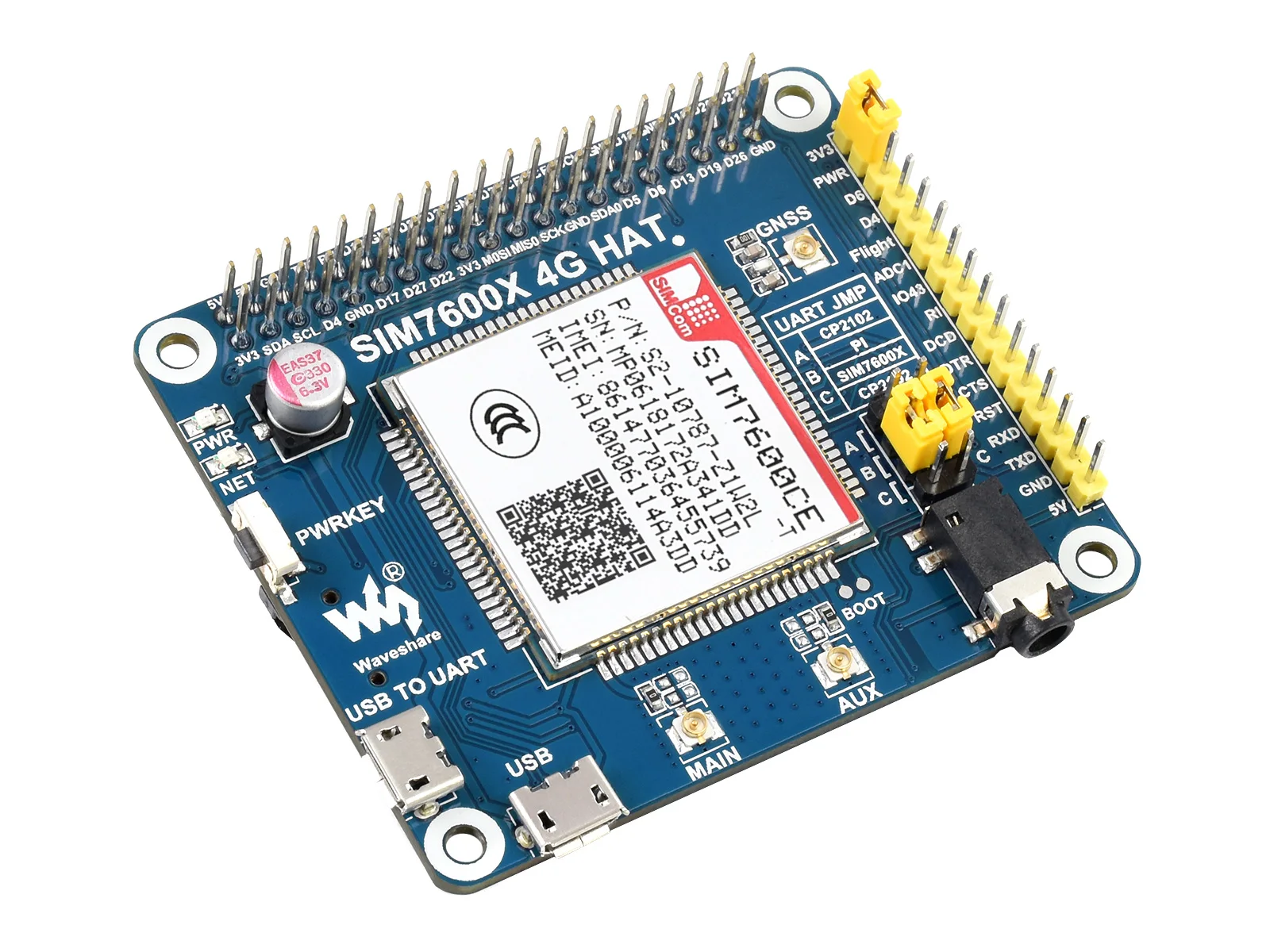 SIM7600A H SIM7600E SIM7600G SIM7600CE 4G шляпа / 3G 2G GSM GPRS GNSS для Raspberry Pi LTE CAT4 SIM7600|Запасные части| |