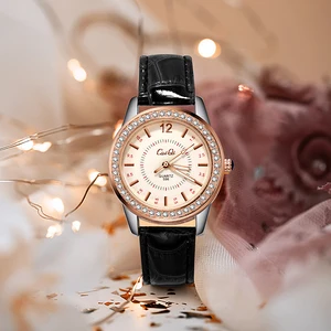 Женские часы с кожаным ремешком, модные и повседневные, стразы