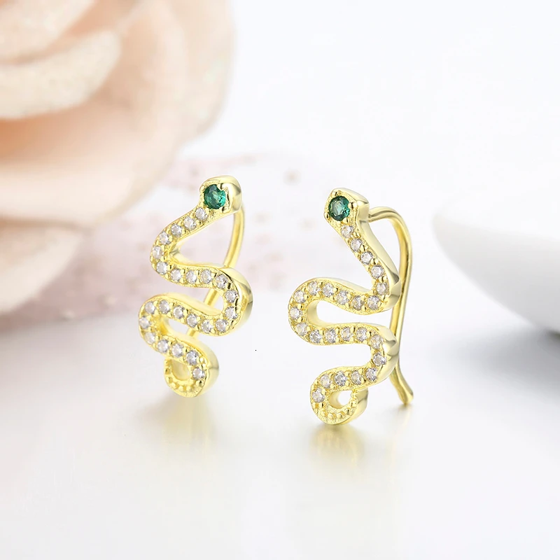 Милые зажимные серьги клипсы в виде змеи из стерлингового серебра 925 пробы с