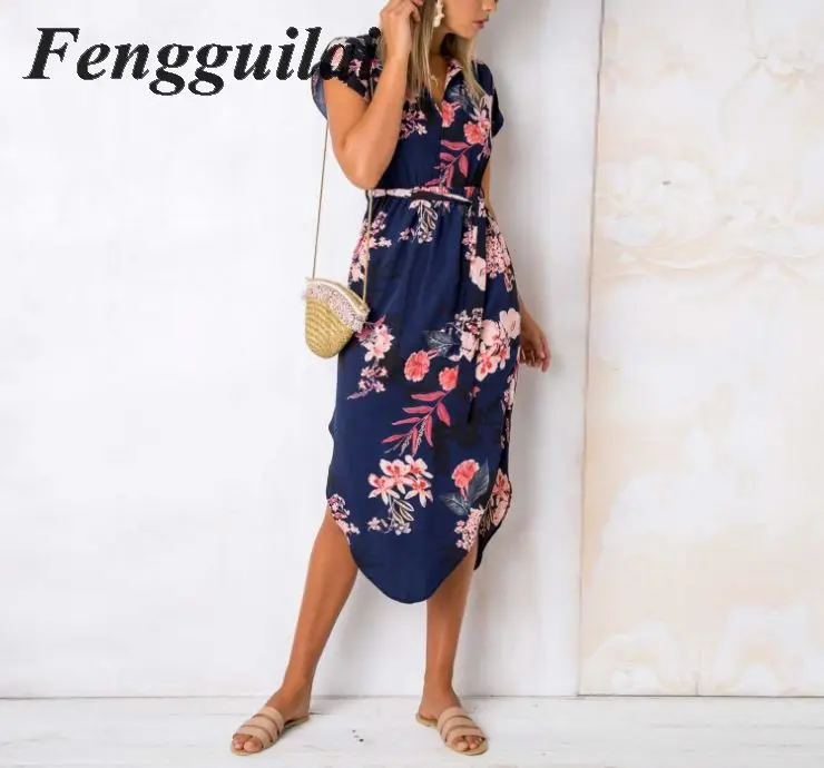 Geometric Pattern Mini Dress Sexy V-neck Wrist Dresses Casual Women Holiday Loose Summer Autumn Boho Beach Sundress | Женская одежда