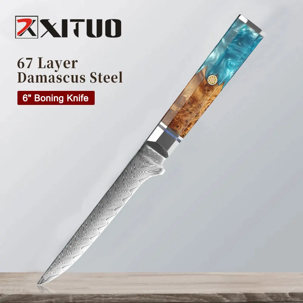 

XITUO 6 Inch Boning Knife Japanese Damascus Steel Cut Meat Professional Pick Bone Slicing Kitchen Chef Very Sharp Cooking Tool