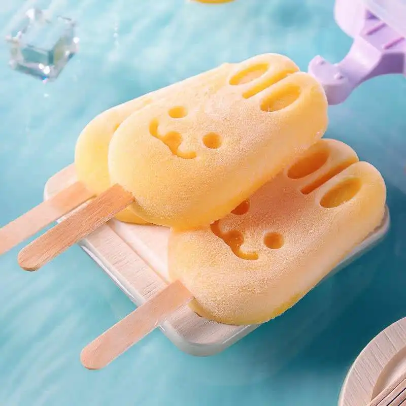 

Cute Popsicle Silicone Mold Set DIY Ice Cream Making Tool Practical High Quality Popsicle Mold with Lid and Wooden Stick