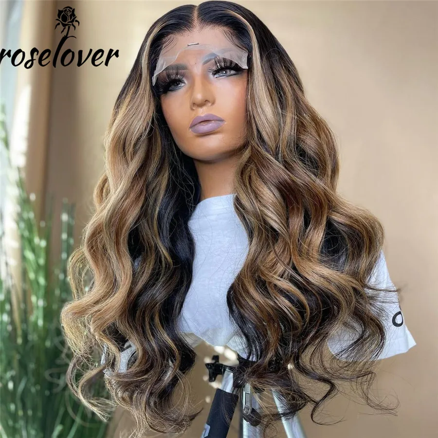 Хайлайтер медово-светлые человеческие волосы на сетке фронтальные парики