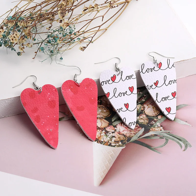 Женские серьги-подвески из искусственной кожи в форме сердца | Украшения и