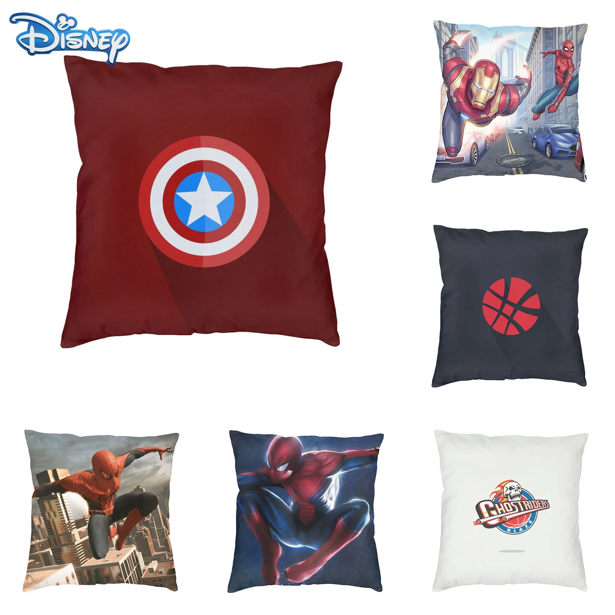 

Disney Pillowcase 45x45 cm Spiderman,Captain America,hulk,iron Man Pillow Case Cartoon Anime The Avengers Figure Printing