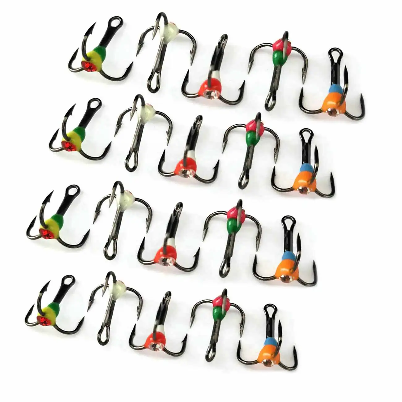 

5Pcs/Box 8# 10# 12# 14# Colorful High Carbon Steel Baits Sharp Three-jaw Hook Lures Winter Outdoor Camping Ice Fishing Tackle