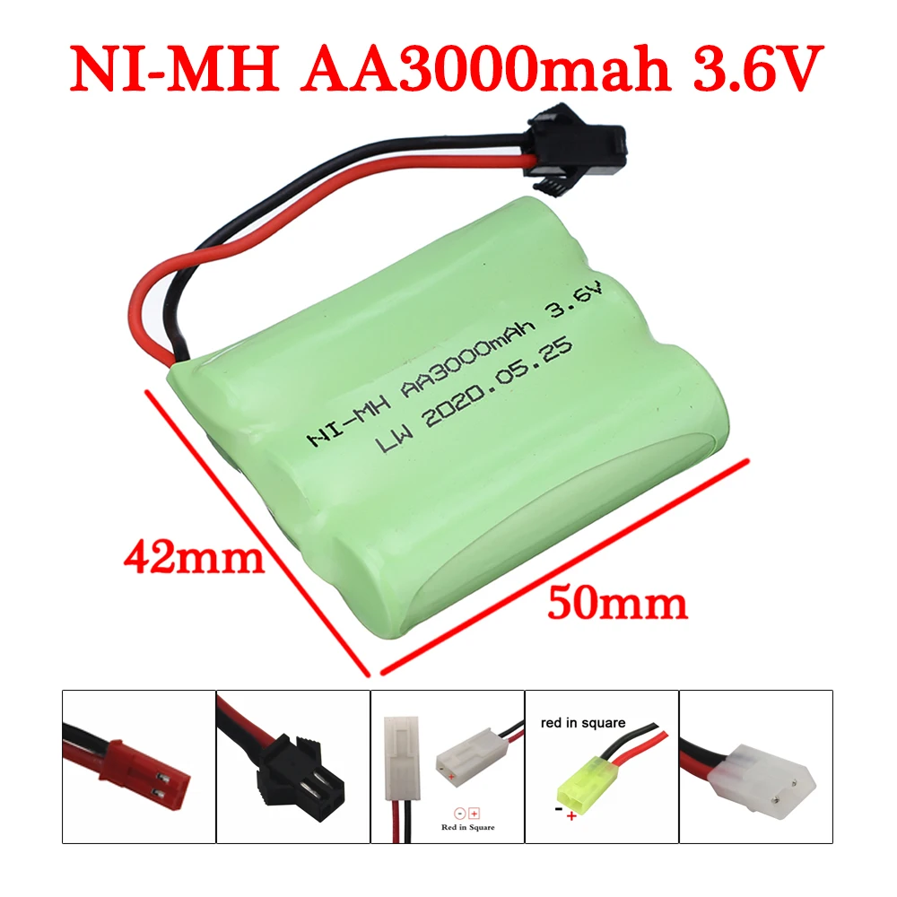 

Никель-металлогидридный аккумулятор SM/Tamiya/JST, 3,6 В, 3000 мАч, для игрушек, машинок, грузовиков, танков, лодок, запасных никель-металлогидридных а...