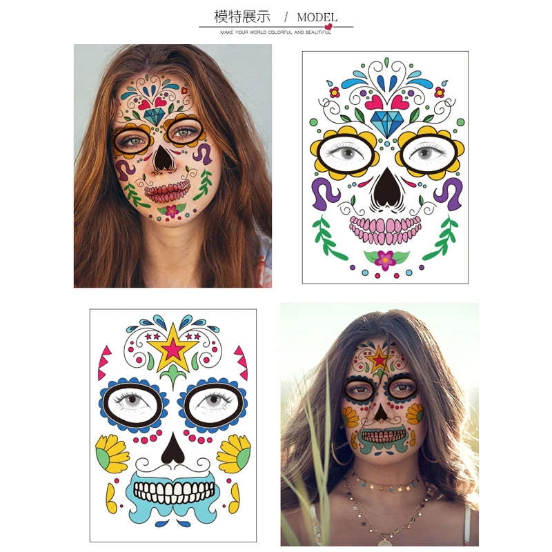 Для детей 1 9 шт. Хэллоуин лица макияжный стикер Специальный Водонепроницаемый