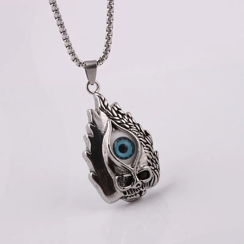 Тренд мужской личности пламя череп голова ожерелье с кулоном в ретро-стиле