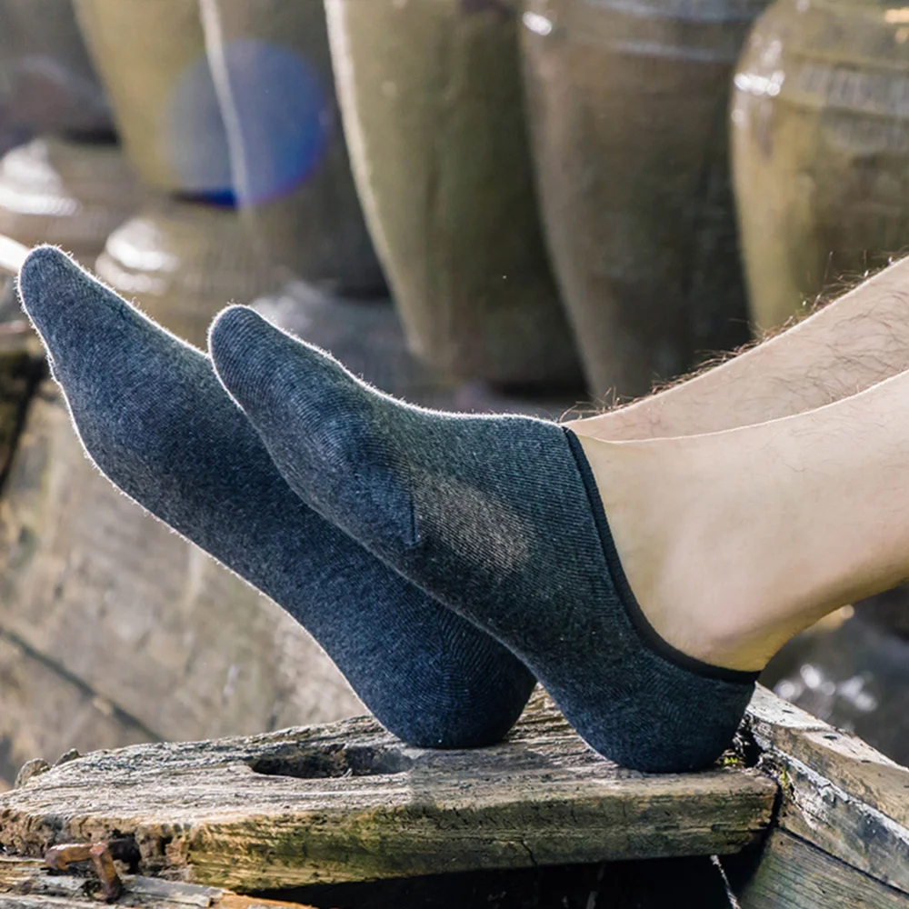

10 Pair Summer Cotton Socks Non-slip Shallow Boat Socks Invisible Socks for Men Boys (Random Color)