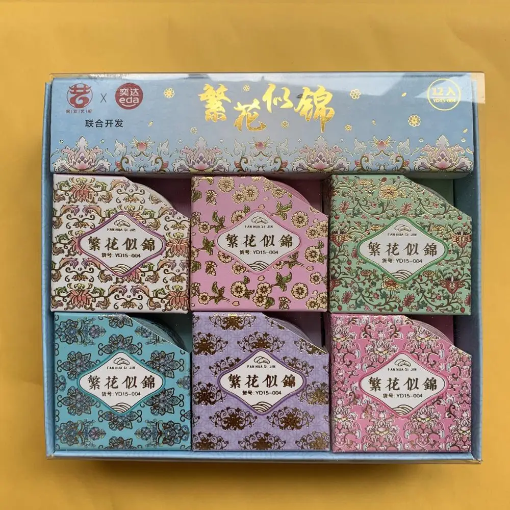 

12 рулонов Цветущая декоративный скотч с цветочным принтом набор 15 мм фольга золотого цвета Цветочная клейкая Маскировочная клейкая лента, ...