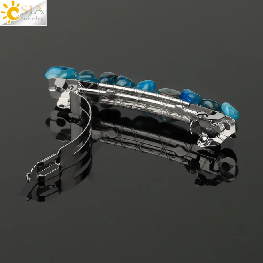 Заколка для волос CSJA с натуральным кристаллом женщин и девочек необычная заколка