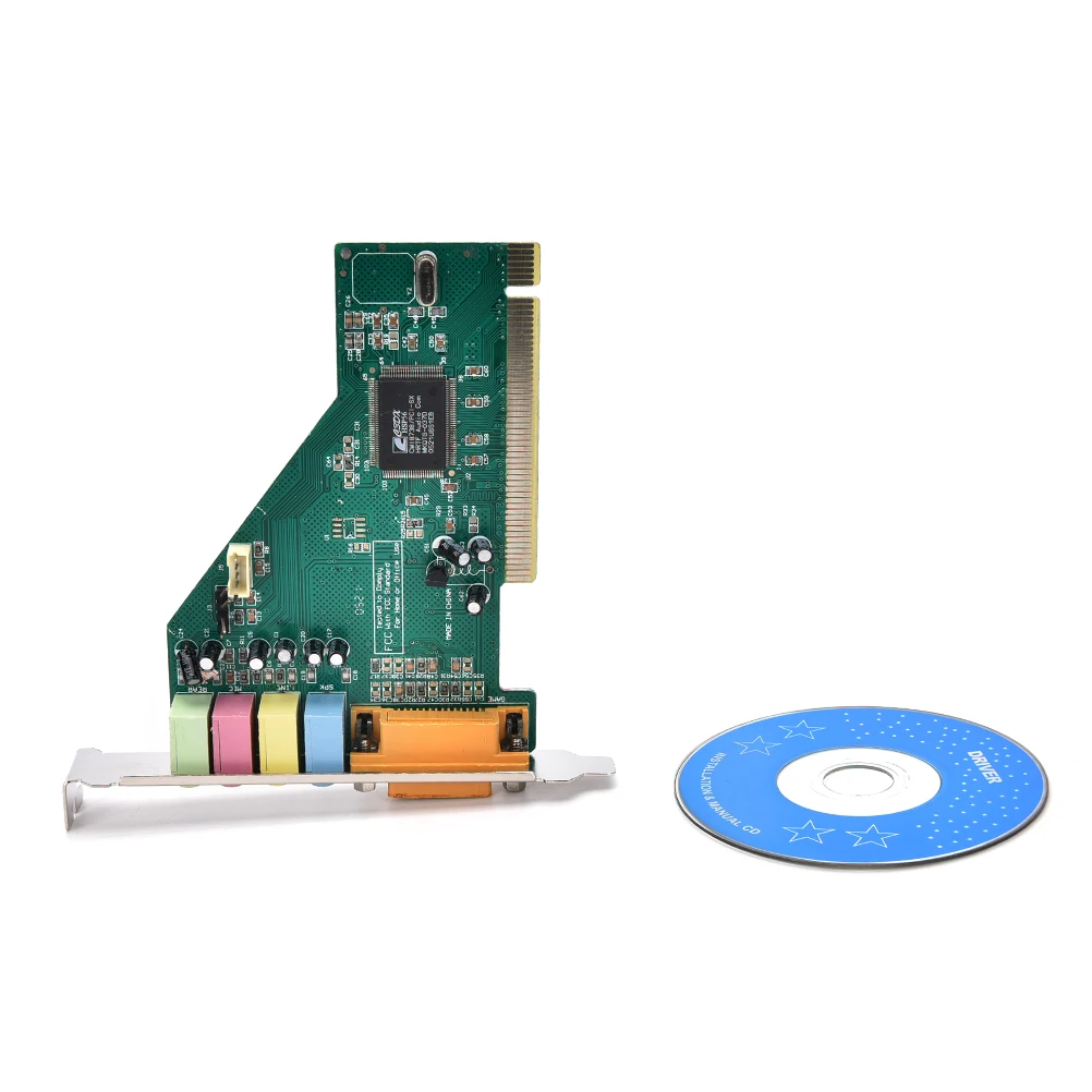 Новый 4 канальный 5 1 объемного 3D ПК Звуковая карта PCI Аудио карты w/игры миди Порты