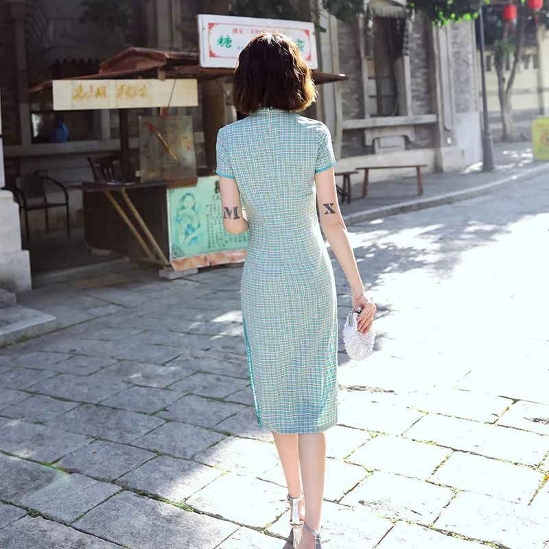 Summer Short Cheongsam Traditional Chinese Dress Women Sexy Modern Qipao Lattice Cotton Oriental Style Dresses Robe Courte | Тематическая