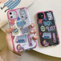 hot retro personality 90s soft silicone fashion phone case for iphone 11 pro max 13 7 8 x 12 xs max ins luxury cute clear cover