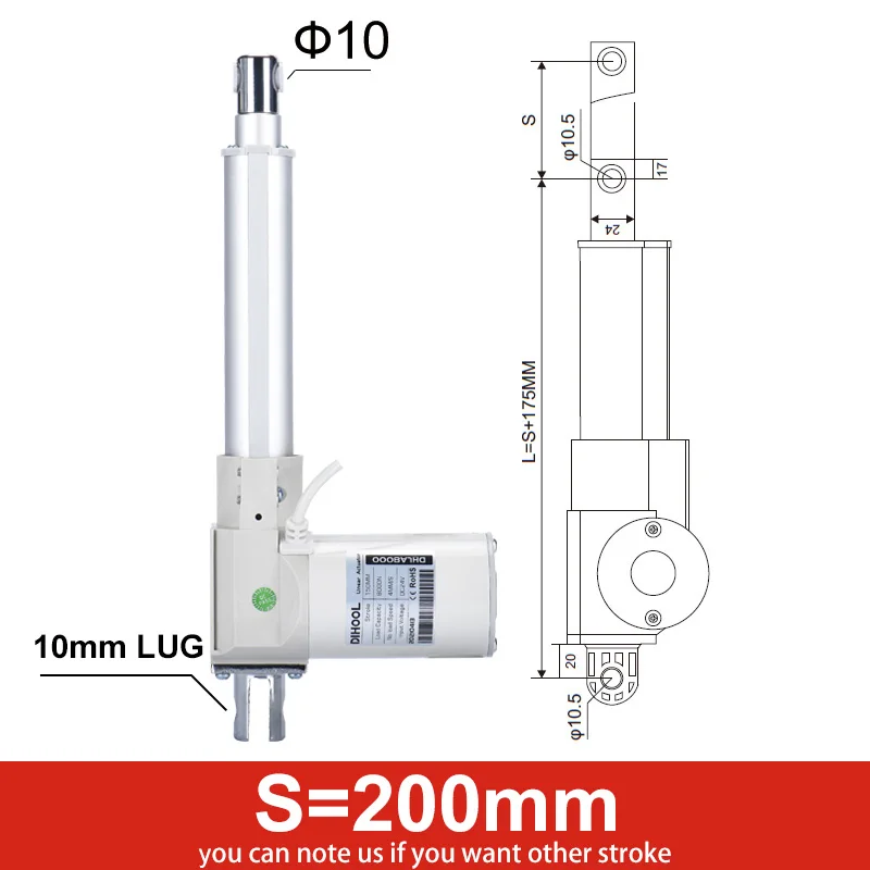 200 мм обраотзывы двигателя 12 В 24 постоянного тока линейный привод Магнитный