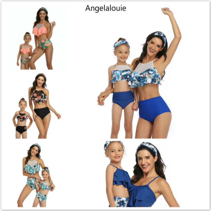 2019 подходящие купальники для мамы и дочки двойной купальник с принтом в виде