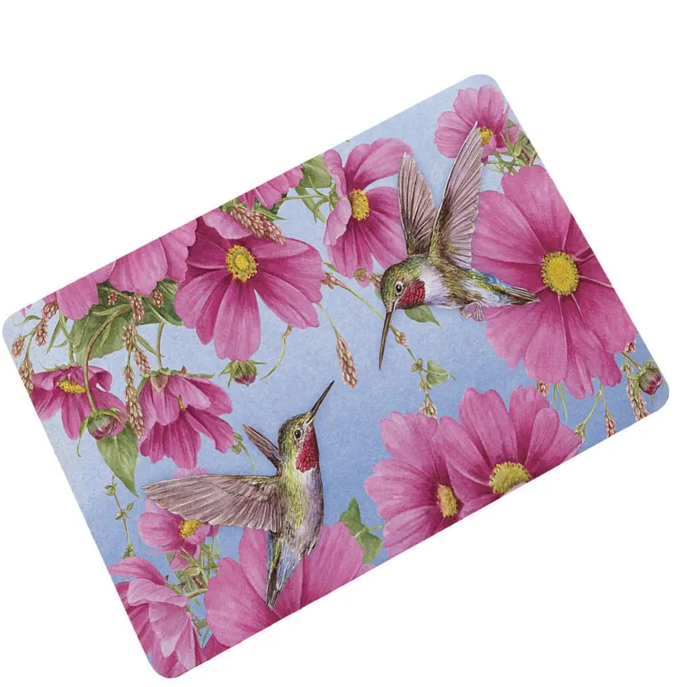 Прямая поставка резиновый нескользящий тонкий ковер с узором цветов и птиц