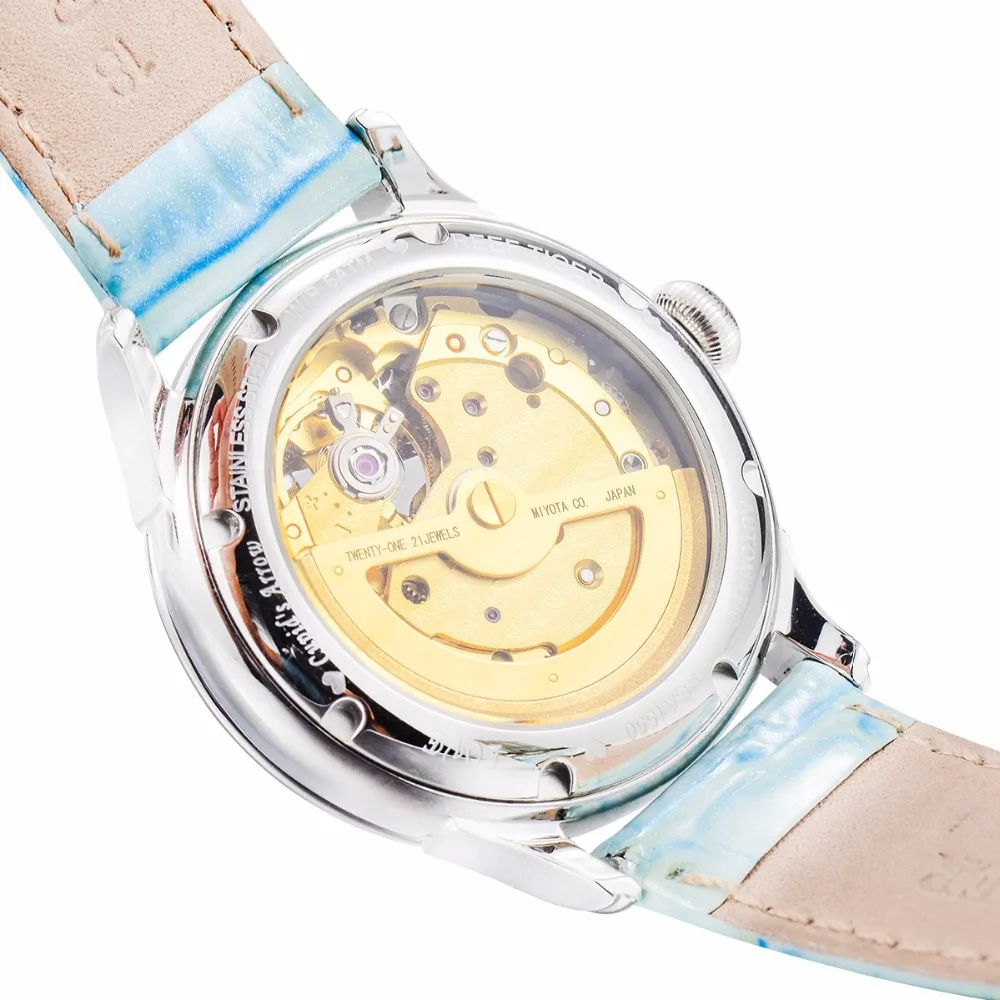 

Reef Tiger Fashion and Elegant Steel Watch For Ladies Diamonds White MOP Dial Automatic Wrist Watches RGA1550