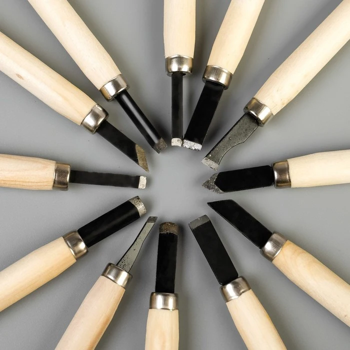 Knife set with wooden handle 12 PCs 20x17 cm chisel carpentry tools hand sima land Simaland for working wood repair Construction building tool |