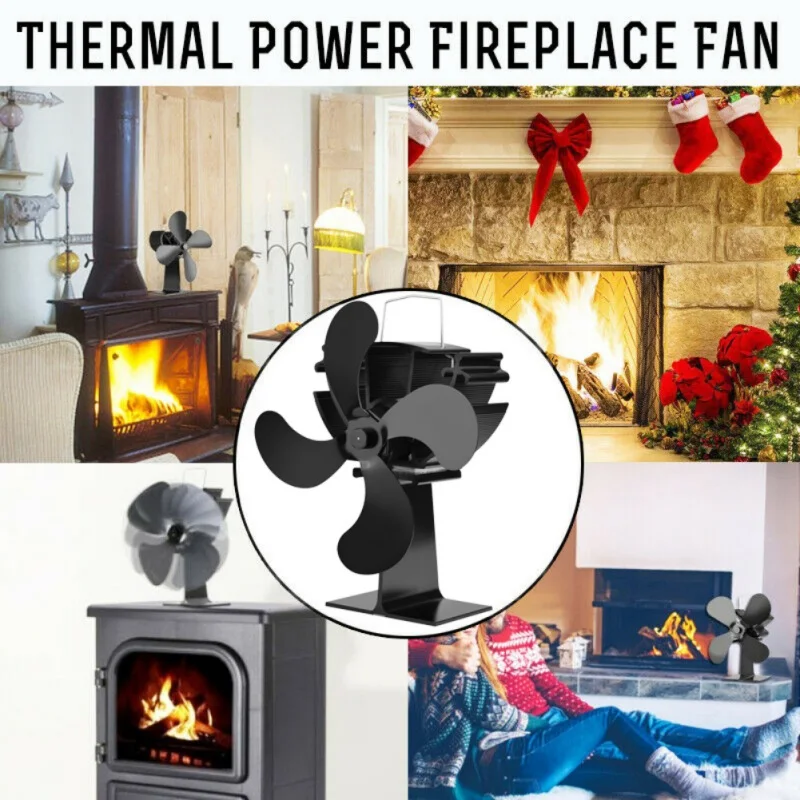 

4 Blades Heat Powered Stove Fan Thermodynamic Fireplace Fan Eco-Friendly Stove Fan Efficient Heat Distribution Hand Warner