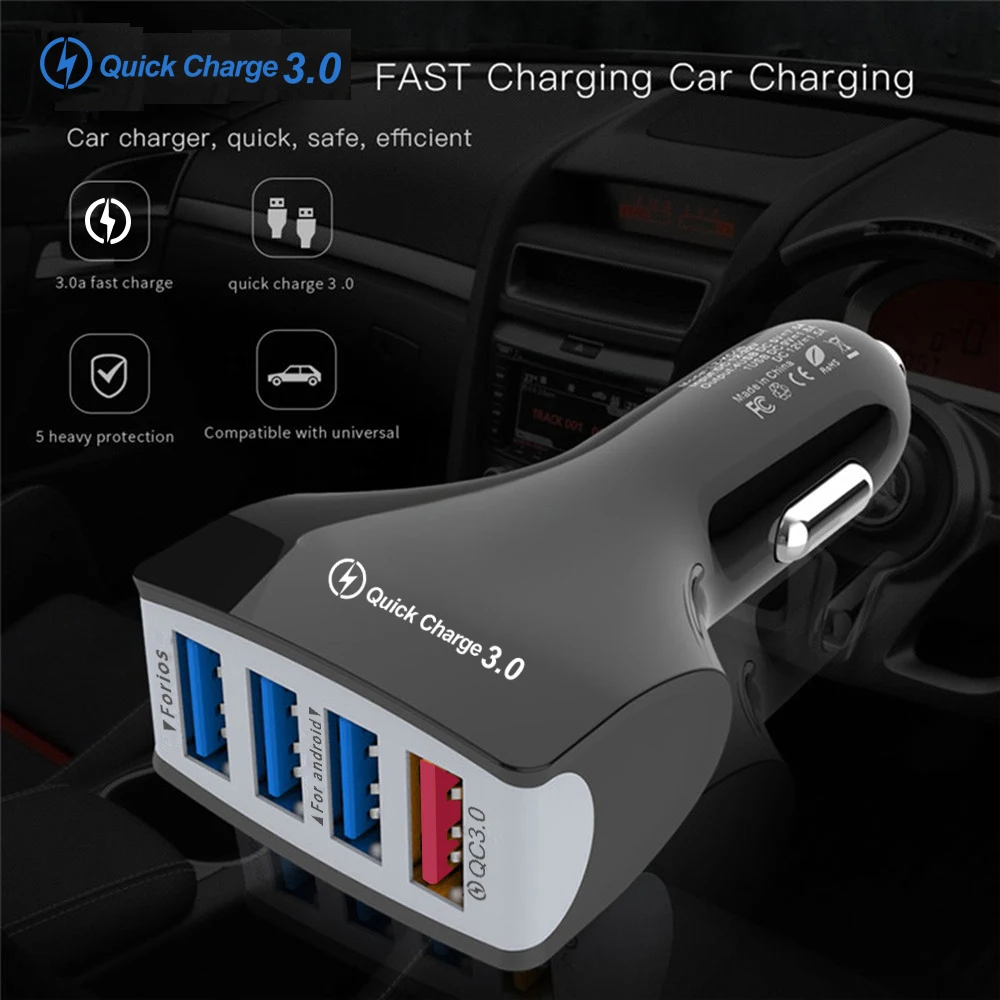 Автомобильное зарядное устройство с USB-портом универсальное быстрое QC3.0 для iPhone